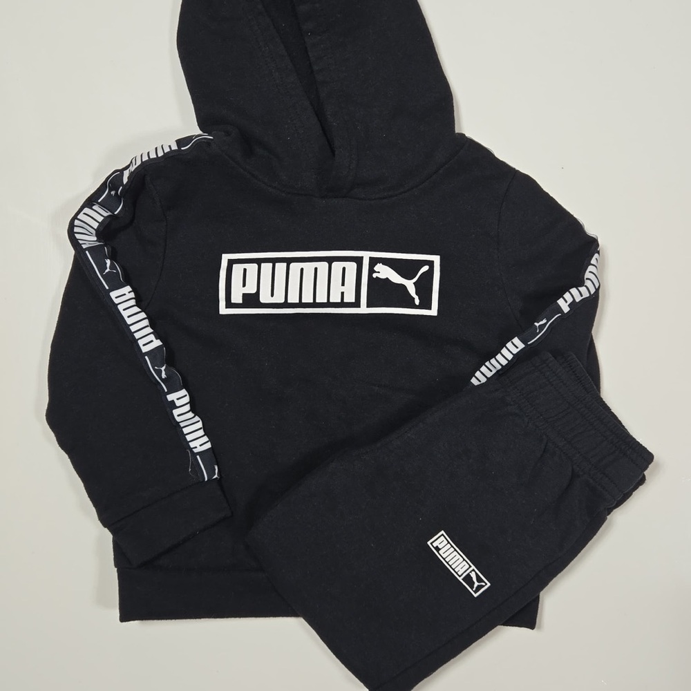 Puma Black Hoodie and Jogger Set with White Logo